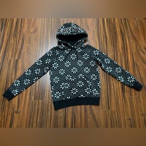 Roots women’s small snowflake hoodie sweatshirt, black and white